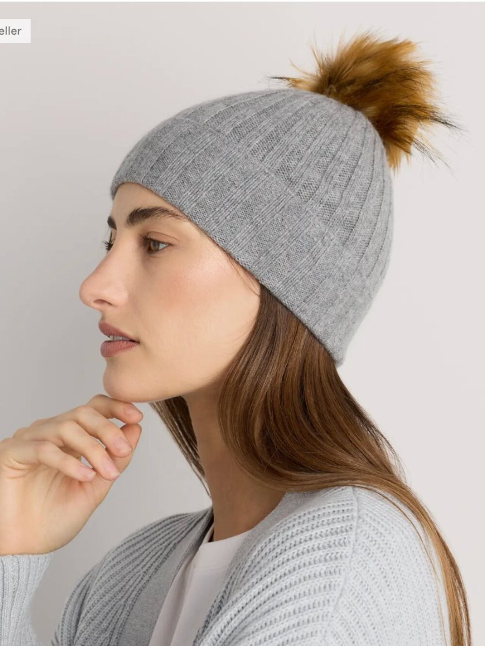 Quince Mongolian Cashmere Gray Beanie Winter Hat NWT